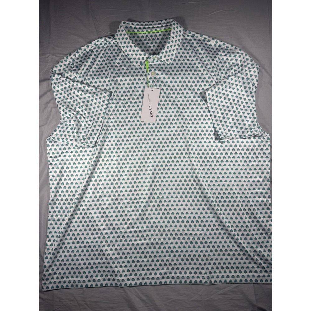 Gyart Men's Clover Print Short Sleeve Polo Size 3XL NWT